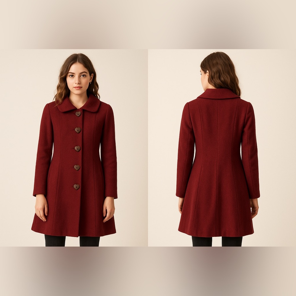 Jungal Vintage Red Harris Tweed Pure‎ New Wool Dress Coat Sz. S/6